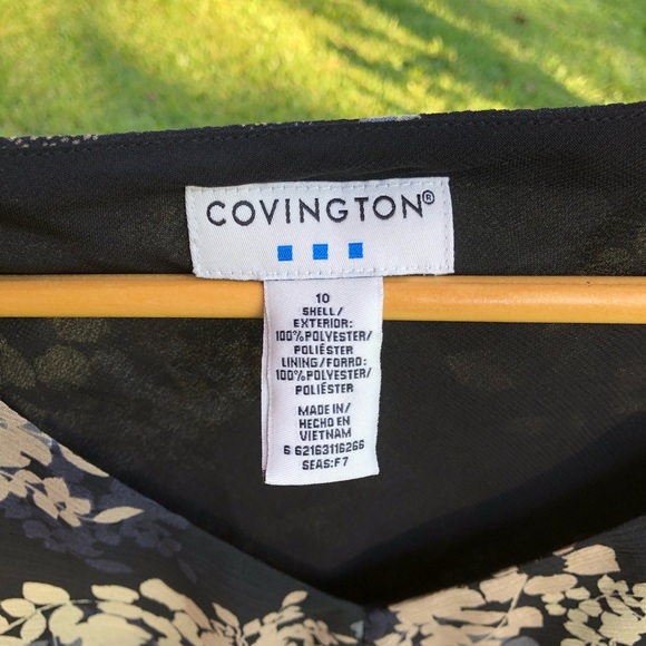 100% Polyester Black Blouse with Flower Patterns - Picture 6 of 8